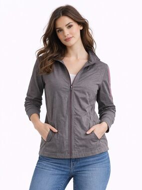 lululemon athletica Gray Utility Jacket with Pink Accent Stripes